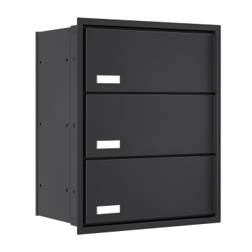 Cutie poștală încorporabilă Stockholm pentru trei, neagră.