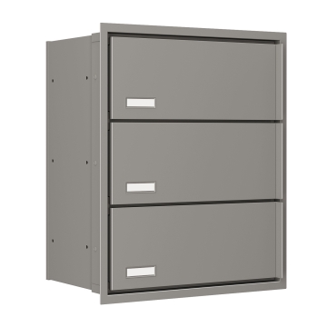 Cutie poștală încorporată Stockholm pentru trei locatari, gri.