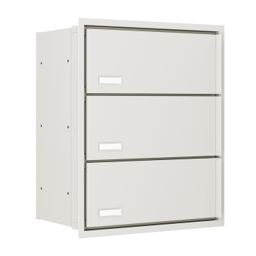 Cutie poștală încorporabilă Stockholm pentru trei locuințe, albă