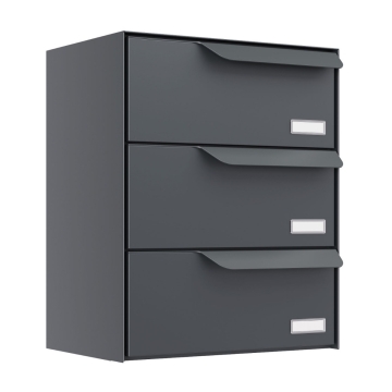 Cutie poștală Amsterdam pentru trei locatari, antracit.