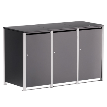 Cutie pentru pubele Helmut, triplă, 120L, antracit cu cadru gri semnal.