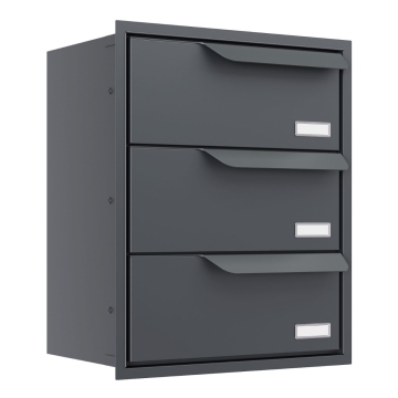 Cutie poștală încorporabilă Eindhoven pentru trei familii, antracit.