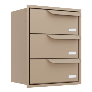 Cutie poștală încorporabilă Eindhoven pentru trei familii, bej