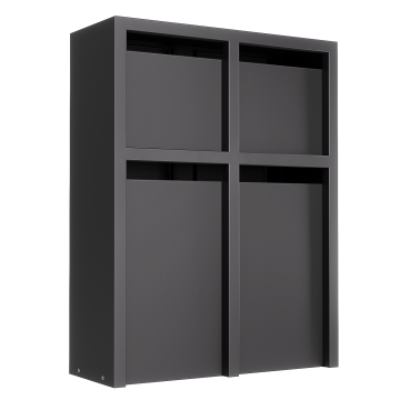 Cutie poștală Belluno neagră pentru 4 familii | Colectare prin spate