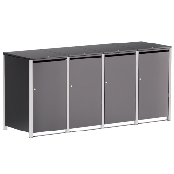 Boxă de gunoi Helmut pentru 4 pubele de 120L, antracit cu cadru gri-semnal.