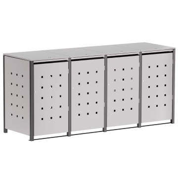 Cutie pentru pubele Horst, 4 locuri, 120L, gri deschis - metalizat cu cadru gri închis
