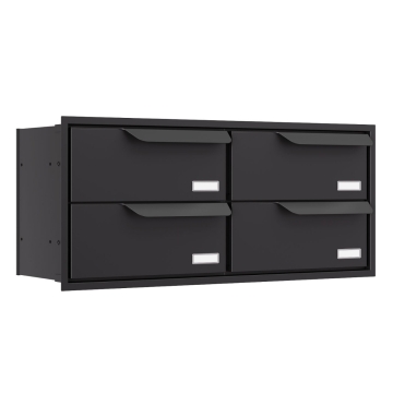 Cutie poștală încorporabilă Eindhoven pentru patru familii, negru.