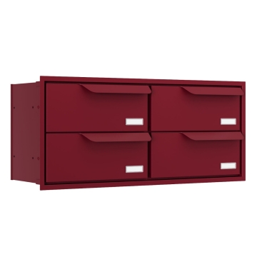 Cutie poștală încorporabilă Eindhoven pentru patru locatari, roșie.