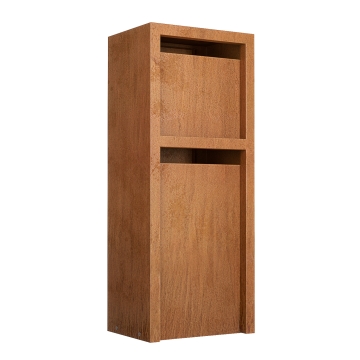 Cutie poștală Belluno pentru 2 familii, oțel Corten | Colectare prin spate