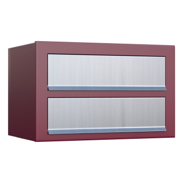 Cutie poștală Cube pentru două apartamente, roșie cu clapetă din inox.