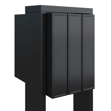 Cutie poștală model Flag pentru trei apartamente, culoare neagră.