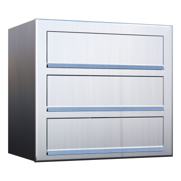 Cutie poștală Cube pentru trei familii, inox.