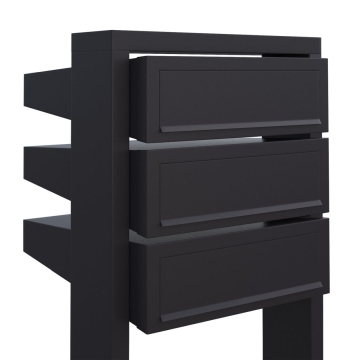 Cutie poștală triplă, model Stairs, negru.