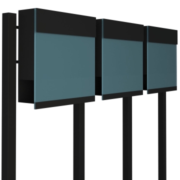 Cutie poștală triplă Manhattan Special Blue, neagră.