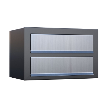 Cutie poștală Cube pentru doi, antracit cu clapă din inox.