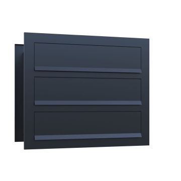 Cutie poștală Temino pentru 3, neagră, cu montare prin perete.