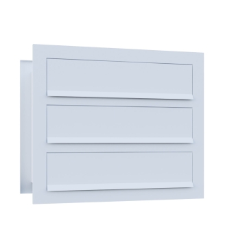 Cutie poștală Temino pentru trei apartamente, cu montare în zid, albă