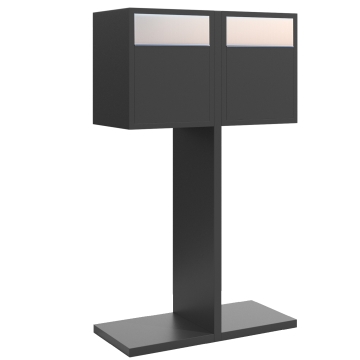 Cutie poștală dublă Hermes, antracit, cu clapetă din inox.