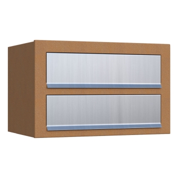Cutie poștală Cube pentru doi, aspect rugină, cu clapă din inox