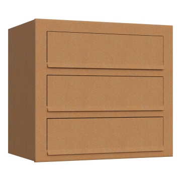 Cutie poștală Cube pentru 3 familii, aspect rugină