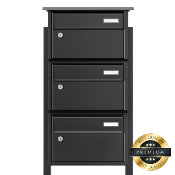 Cutie poștală Vento pentru trei locuințe, negru.