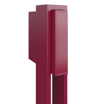 Cutie poștală cu picior, roșie și cu steguleț.