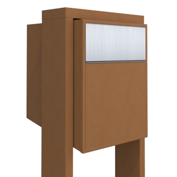 Cutie poștală cu picior Big Flag, aspect rugină, cu clapetă din inox