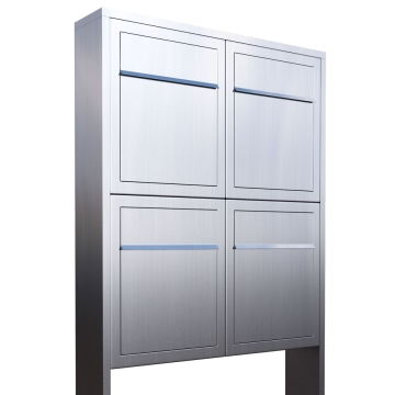 Cutie poștală de bază pentru patru locatari, din inox