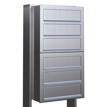Cutie poștală Cube pentru șase apartamente, inox