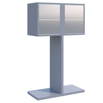 Cutie poștală dublă Hermes pentru patru locatari, gri metalizat, cu clapetă din inox.