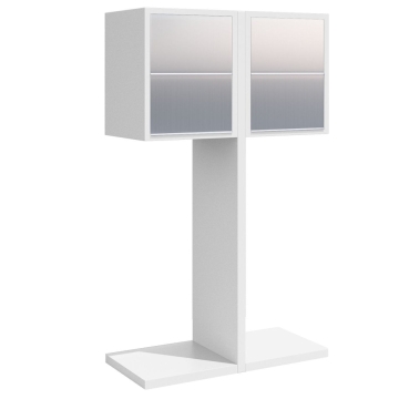 Cutie poștală dublă Hermes pentru patru locuințe, albă, cu clapetă din inox.