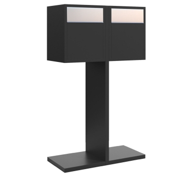 Cutie poștală dublă Hermes pentru două familii, neagră cu clapetă din inox