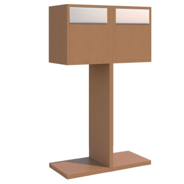 Cutie poștală dublă Hermes pentru două familii, aspect rugină, cu clapetă din inox.