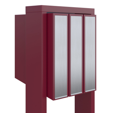 Cutie poștală cu 3 compartimente, model Flag, roșie cu clapetă din inox