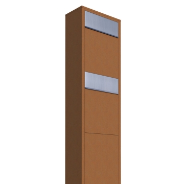 Cutie poștală dublă Big Box, aspect rugină, cu clapetă din inox.