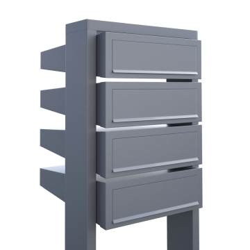 Cutie poștală modulară, model Stairs for Four, gri metalizat.