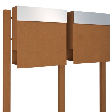 Cutie poștală Manhattan pentru două familii, aspect rugină cu clapetă din inox