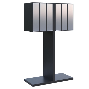 Cutie poștală tip Hermes, model similar pentru șase locatari, neagră cu clapetă din inox.