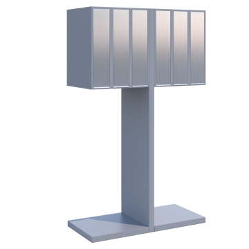 Cutie poștală tip Hermes Clone pentru șase apartamente, gri metalizat cu clapă din inox.