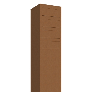 Cutie poștală Monolith pentru patru locuințe, aspect rugină