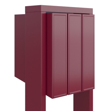 Cutie poștală cu steguleț pentru trei locatari/apartamente.