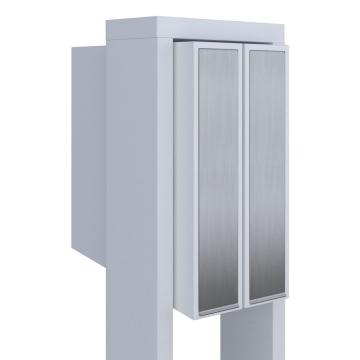 Cutie poștală dublă Flag for Two, albă, cu clapetă din inox.