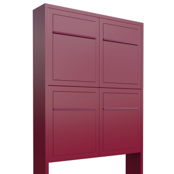 Cutie poștală modulară Base pentru patru locatari, roșu