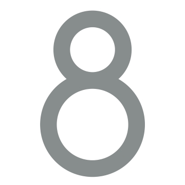 Număr de casă modern ''8'' - 152 mm, gri metalizat