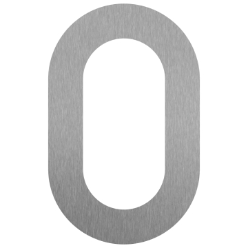Număr de casă autoadeziv "0" - 76 mm, din oțel inoxidabil.