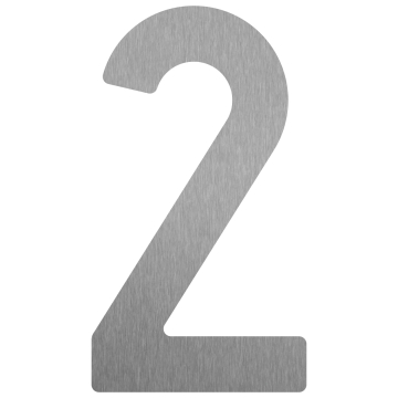 Număr casă autoadeziv "2" - 76 mm, din inox.