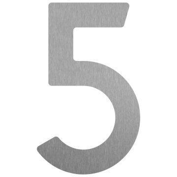 Număr de casă autoadeziv "5" - 76 mm, din oțel inoxidabil