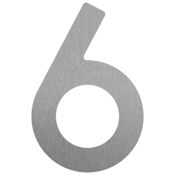 Număr de casă autoadeziv "6" - 76 mm, din oțel inoxidabil