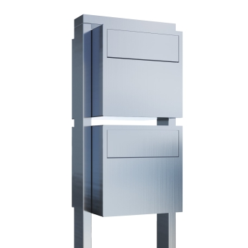 Cutie poștală dublă Lucera din inox | Ridicare din spate