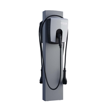 Stâlp universal FlexiMount pentru două Wallbox-uri, cu ancoră de sol, gri.